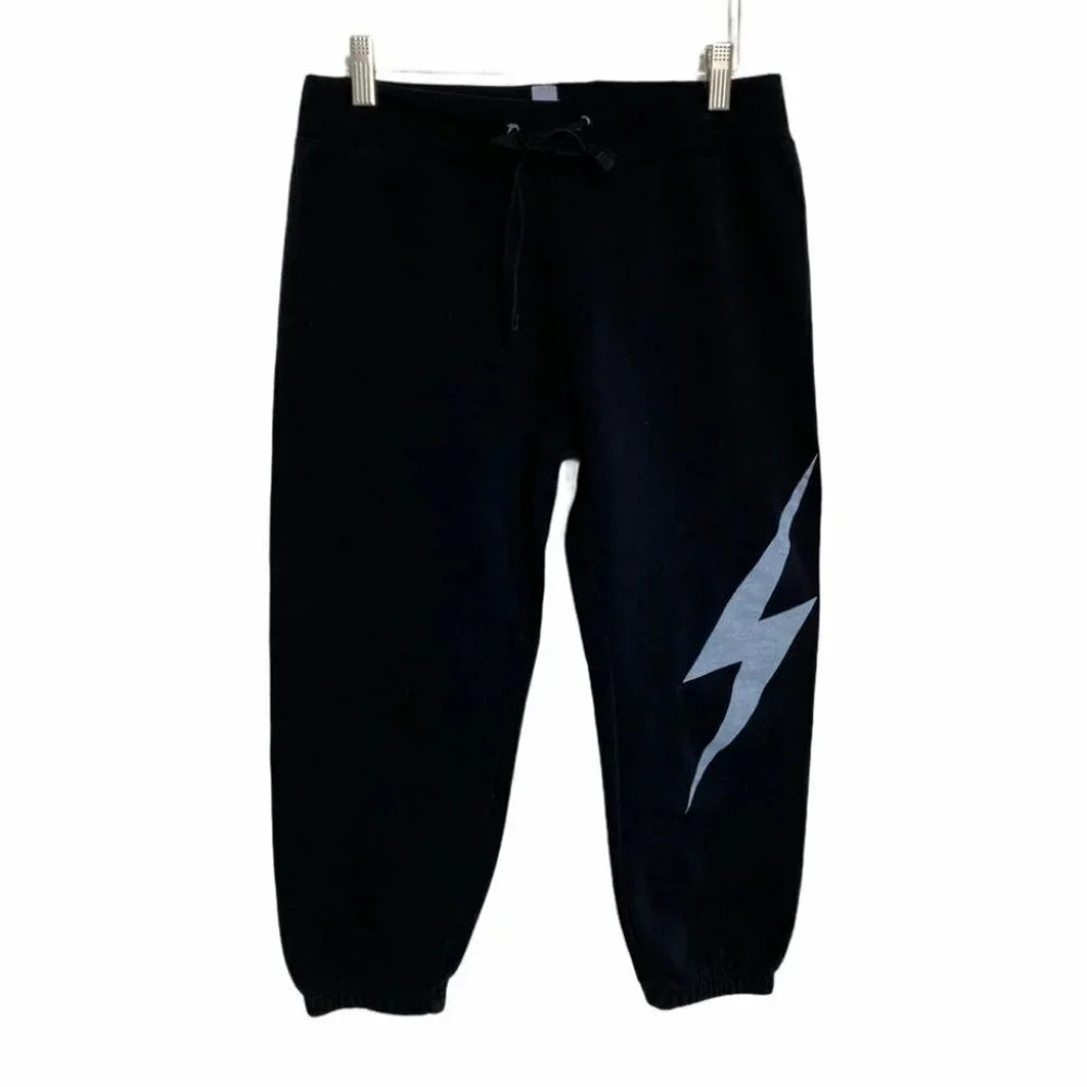 Enza S black light bolt capris sweatpants‎